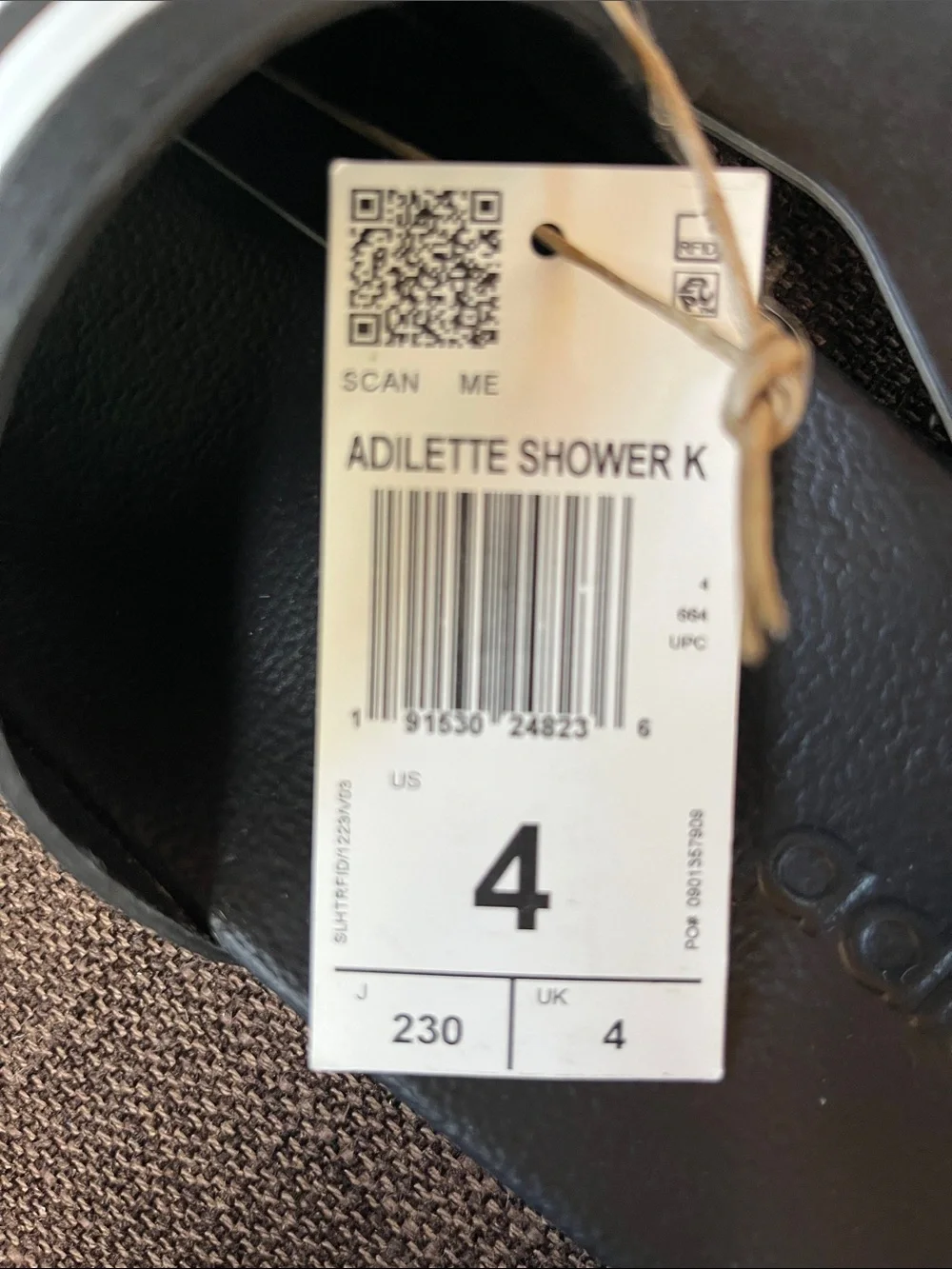 adidas Kids Black and White Slide Sandals with Three Stripes - Adilette Shower